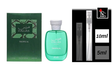 Shop for HAWAS For Him Tropical perfumes online and in miami 10ml decant