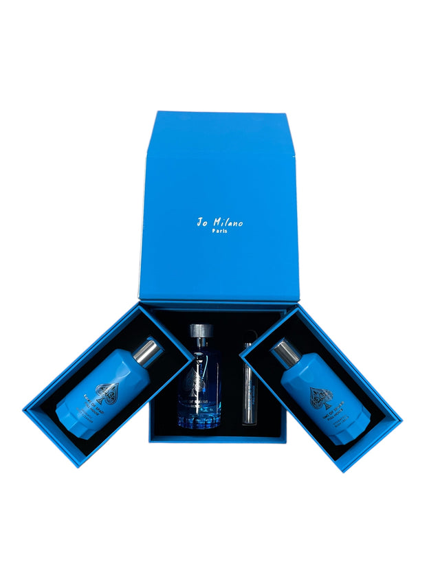 Shop for There is no perfume name visible in the image  The image shows a gift set containing body wash and body cream from the brand Game of Spades Full House perfume in miami and online