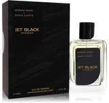 Michael Malul Jet Black Enigma cologne bottle shown beside its black outer packaging box