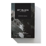 Michael Malul Jet Black Intense cologne bottle shown beside its black outer packaging box