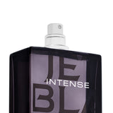 Close-up of the Michael Malul Jet Black Intense bottle label and engraved detailing