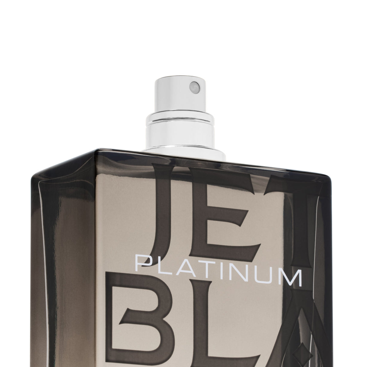 Close-up of the Michael Malul Jet Black Platinum bottle label and cap detailing