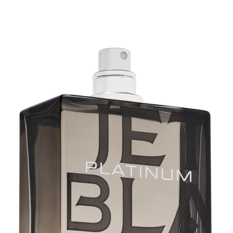 Close-up of the Michael Malul Jet Black Platinum bottle label and cap detailing