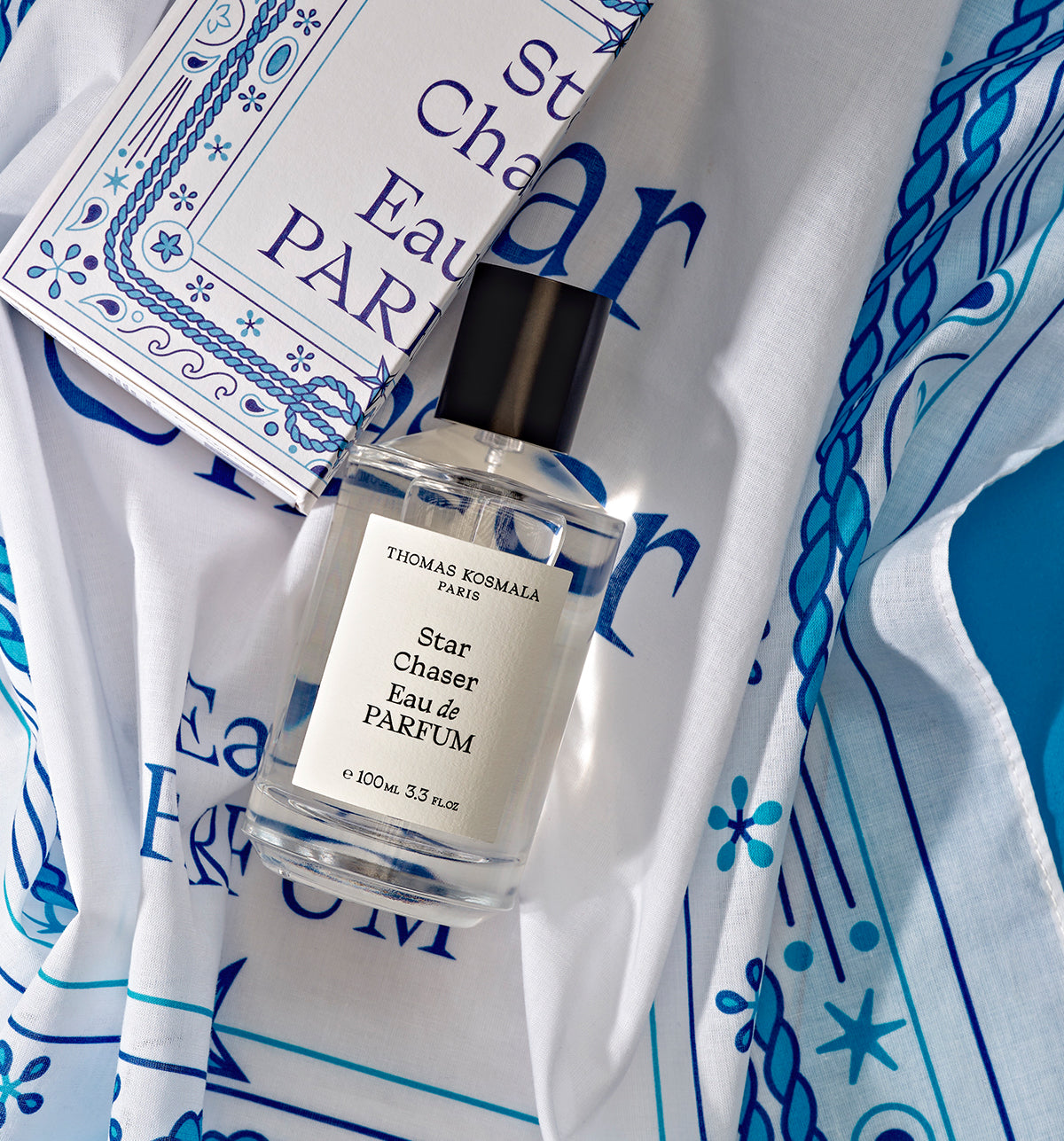 Thomas Kosmala Star Chaser Eau de Parfum, bottle with bandana artwork